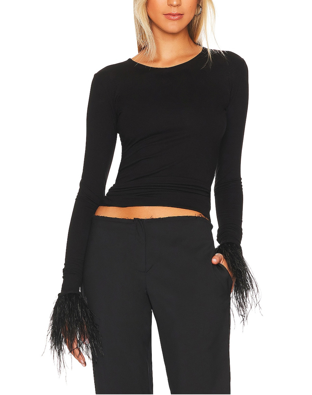 Manuri Feathered Black Elektra Blouse Size S NWT